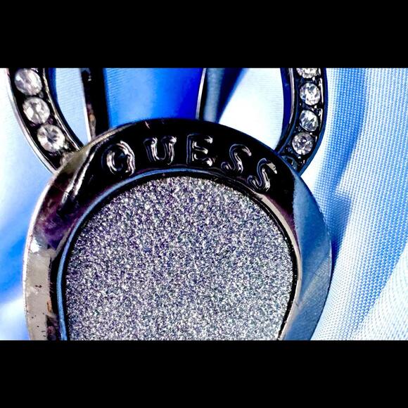 GUESS BLACK HINGED SS HALF PAVED RHINESTONE & HALF SINGLE RHINESTONE CUFF - Picture 5 of 6